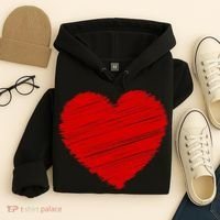 Valentines Classic Sketch Heart Hoodie thumb 4