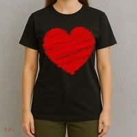 Valentines Classic Sketch Heart T-Shirt thumb 4