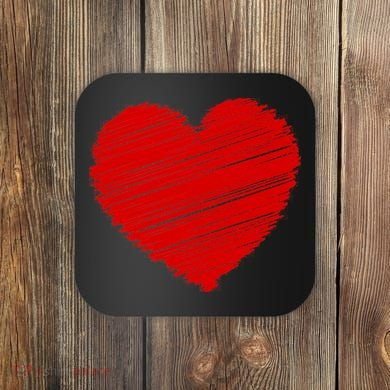 Valentines Classic Sketch Heart Coaster