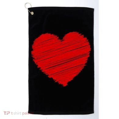 Valentines Classic Sketch Heart Golf Towel