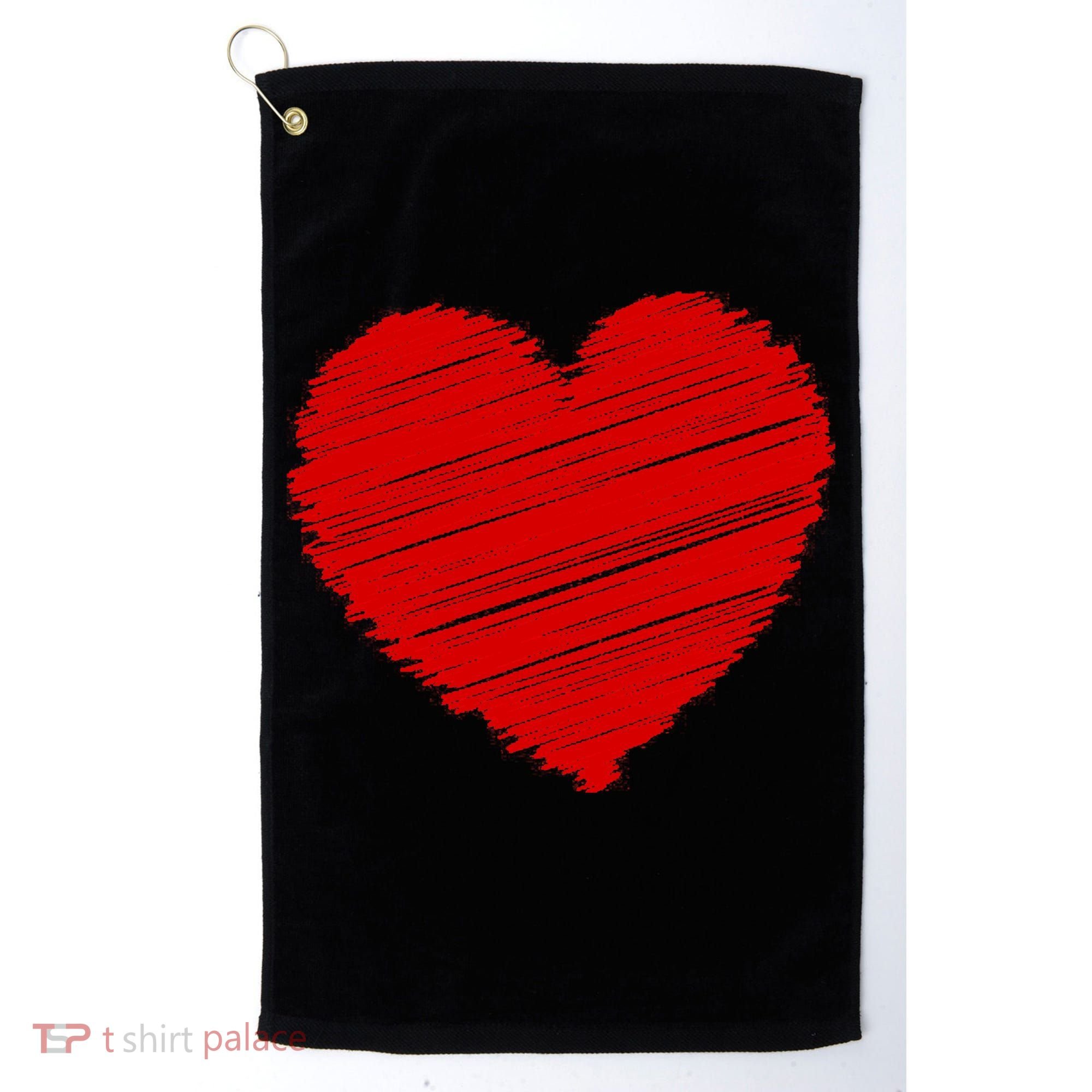 Valentines Classic Sketch Heart Golf Towel