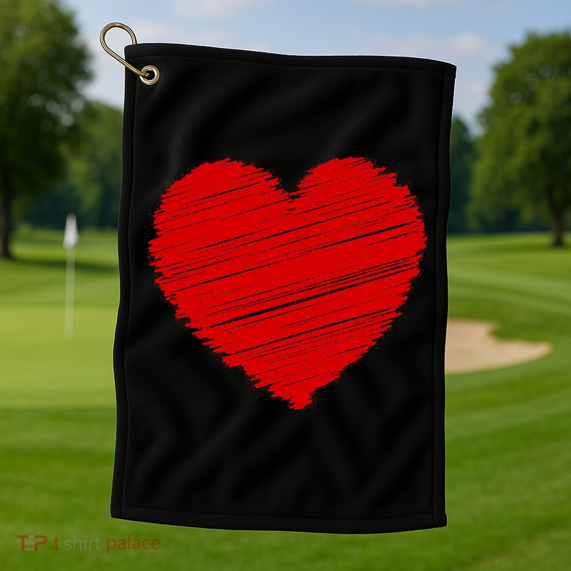 Valentines Classic Sketch Heart Golf Towel