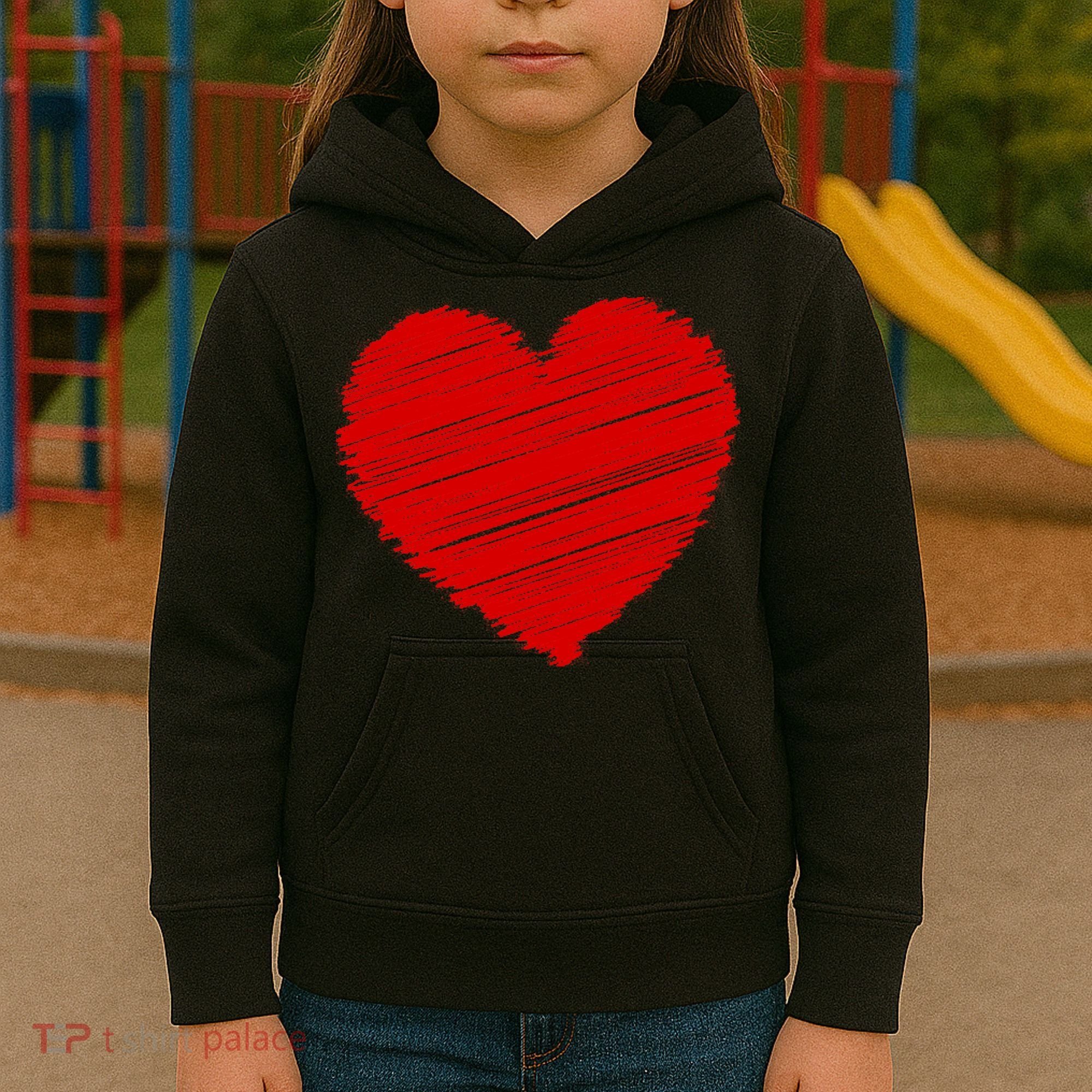 Valentines Classic Sketch Heart Kids Hoodie