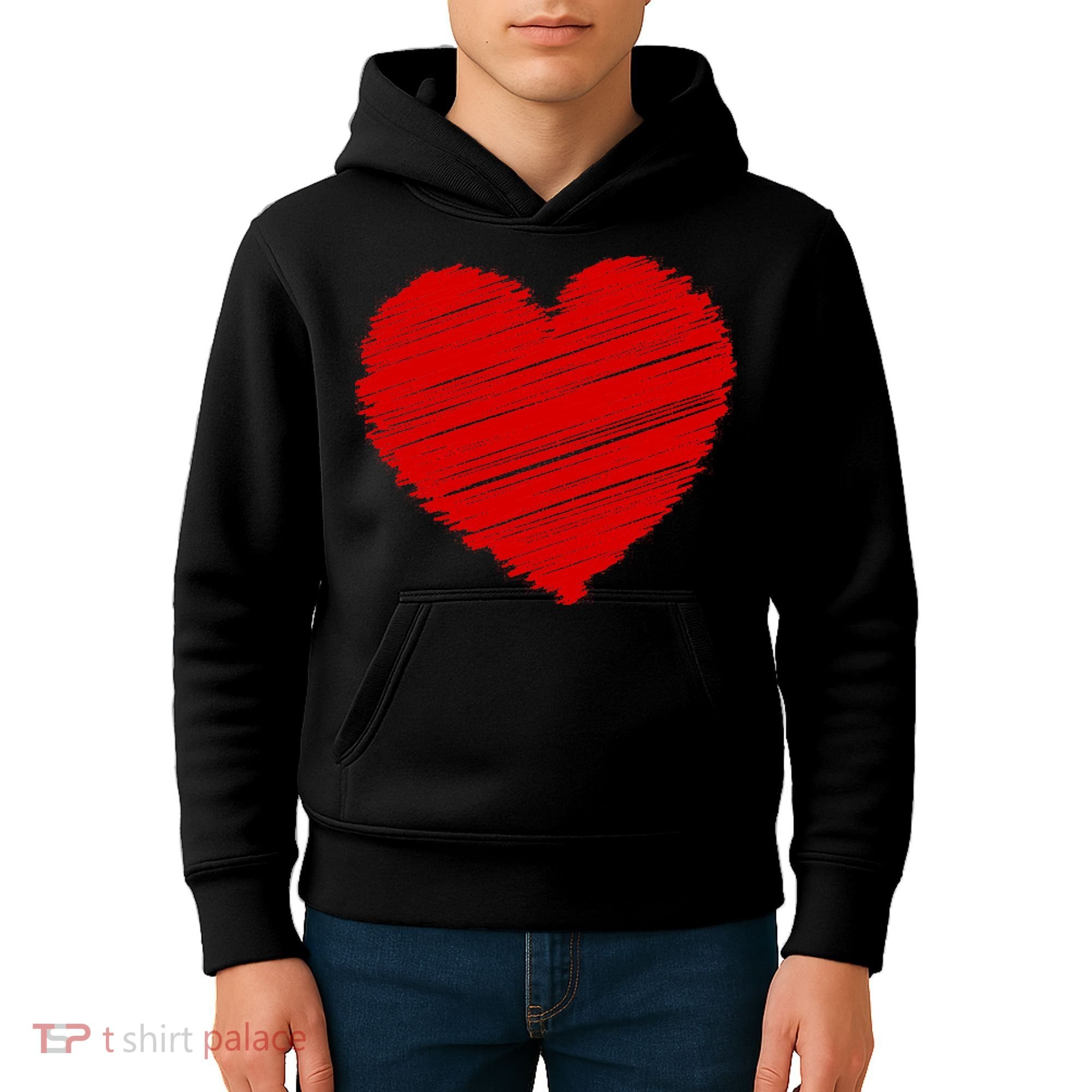 Valentines Classic Sketch Heart Kids Hoodie