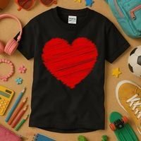 Valentines Classic Sketch Heart Kids T-Shirt thumb 3