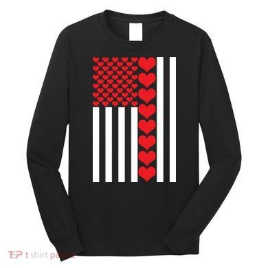 Valentines Day American Flag Long Sleeve Shirt