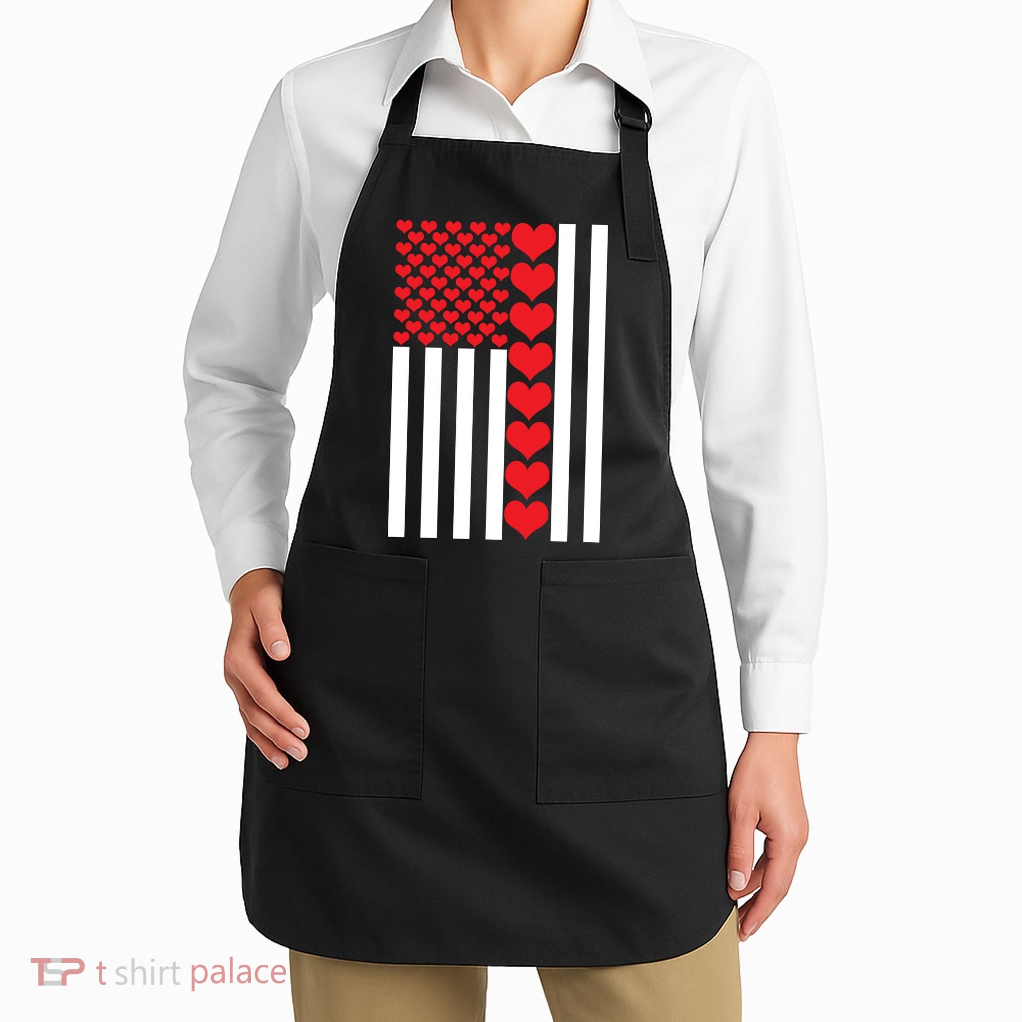 Valentines Day American Flag Apron