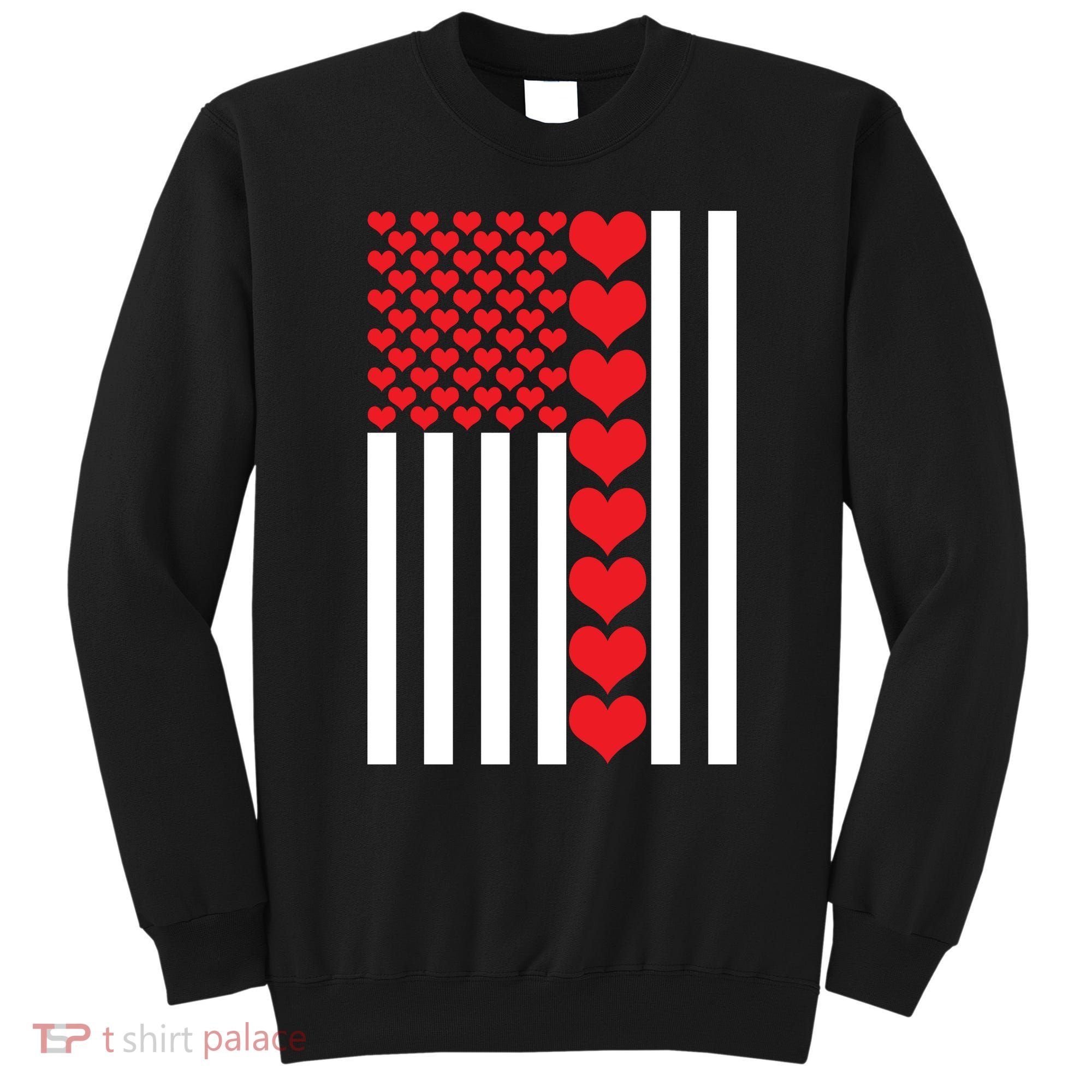 Valentines Day American Flag Sweatshirt