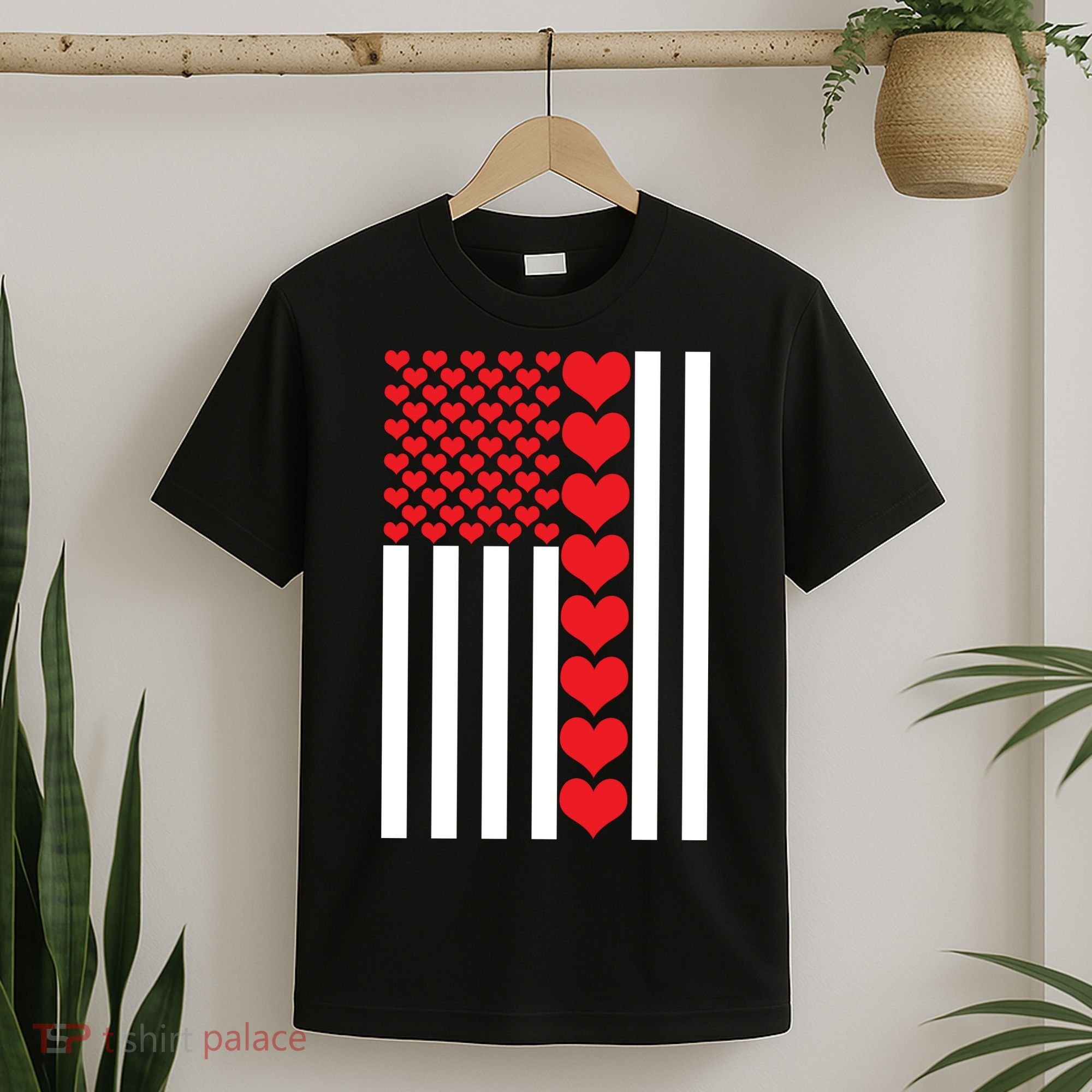Valentines Day American Flag T-Shirt