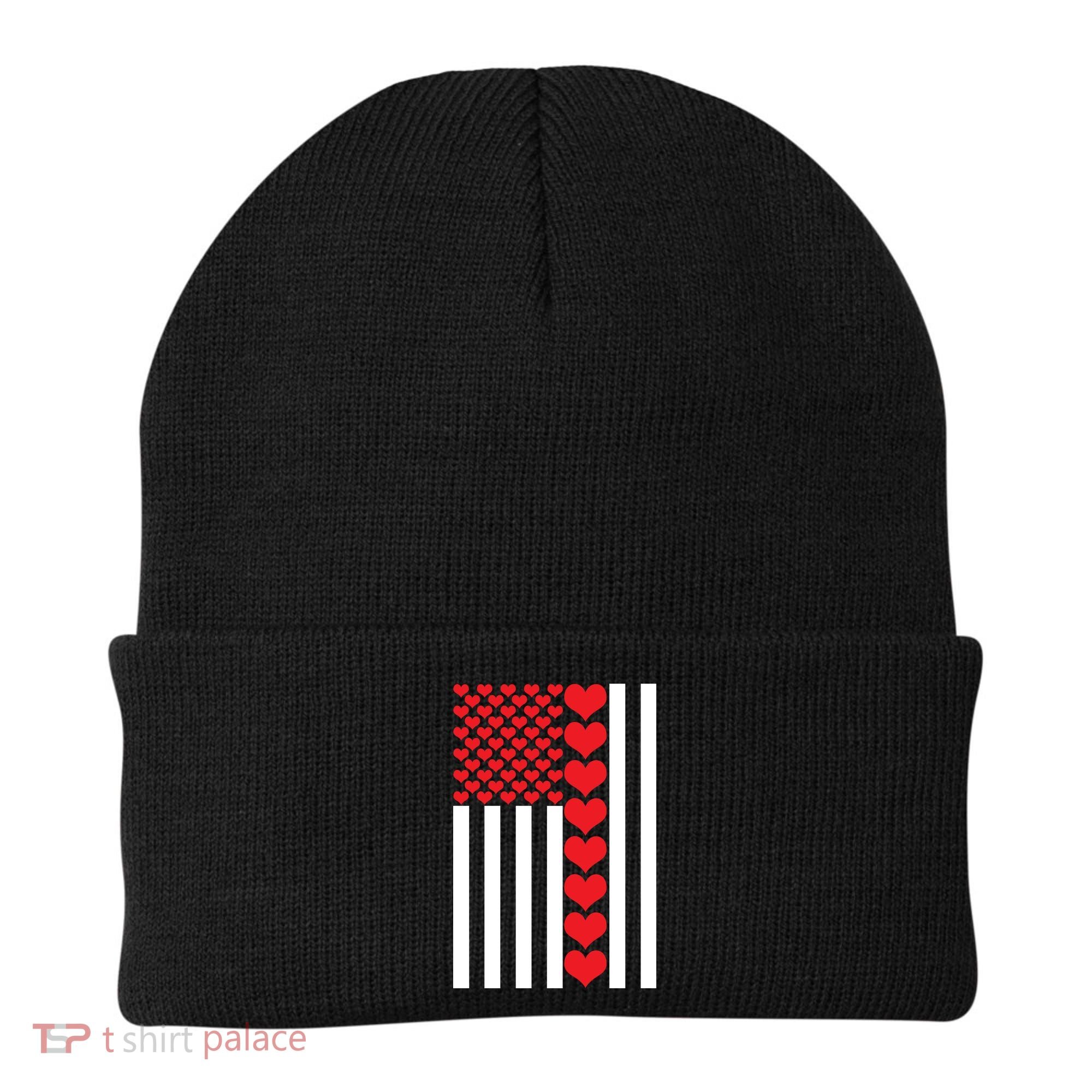 Valentines Day American Flag Beanie