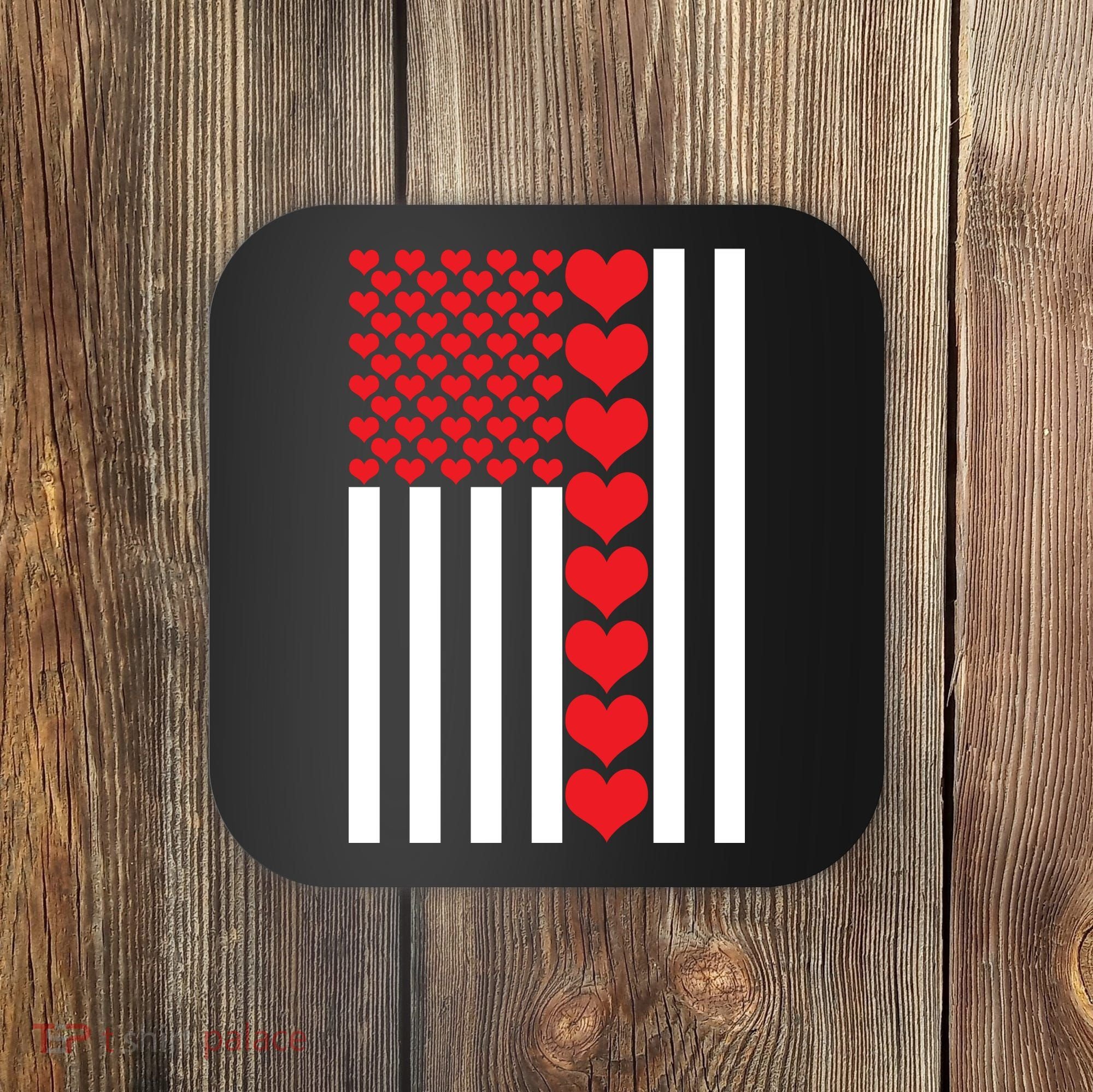 Valentines Day American Flag Coaster