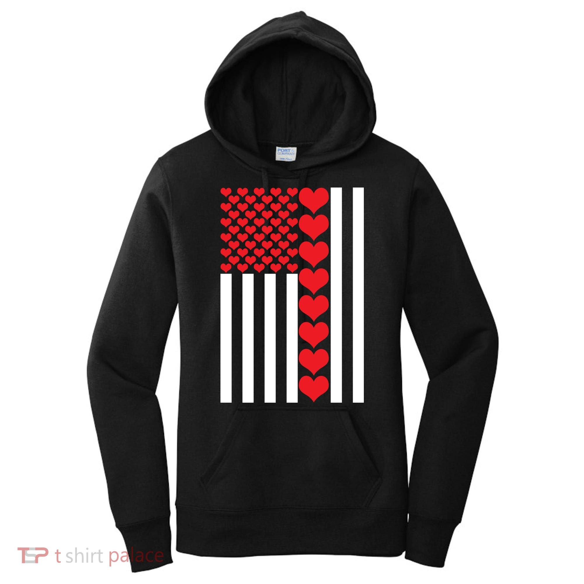 Valentines Day American Flag Women's Hoodie
