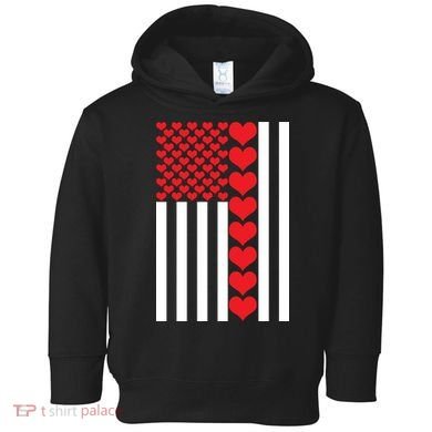 Valentines Day American Flag Toddler Hoodie