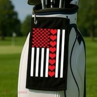 Valentines Day American Flag Golf Towel thumb 2