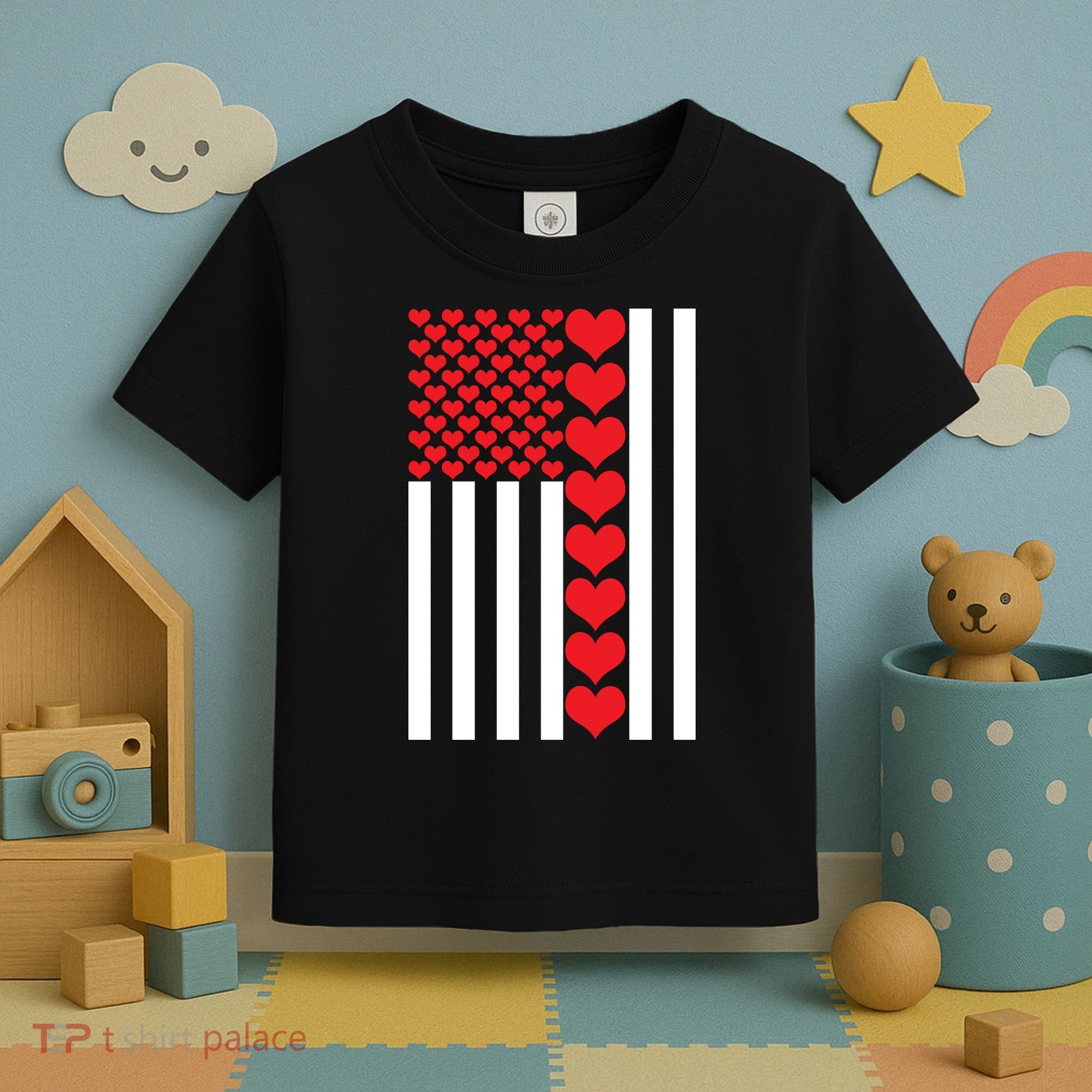 Valentines Day American Flag Toddler T-Shirt