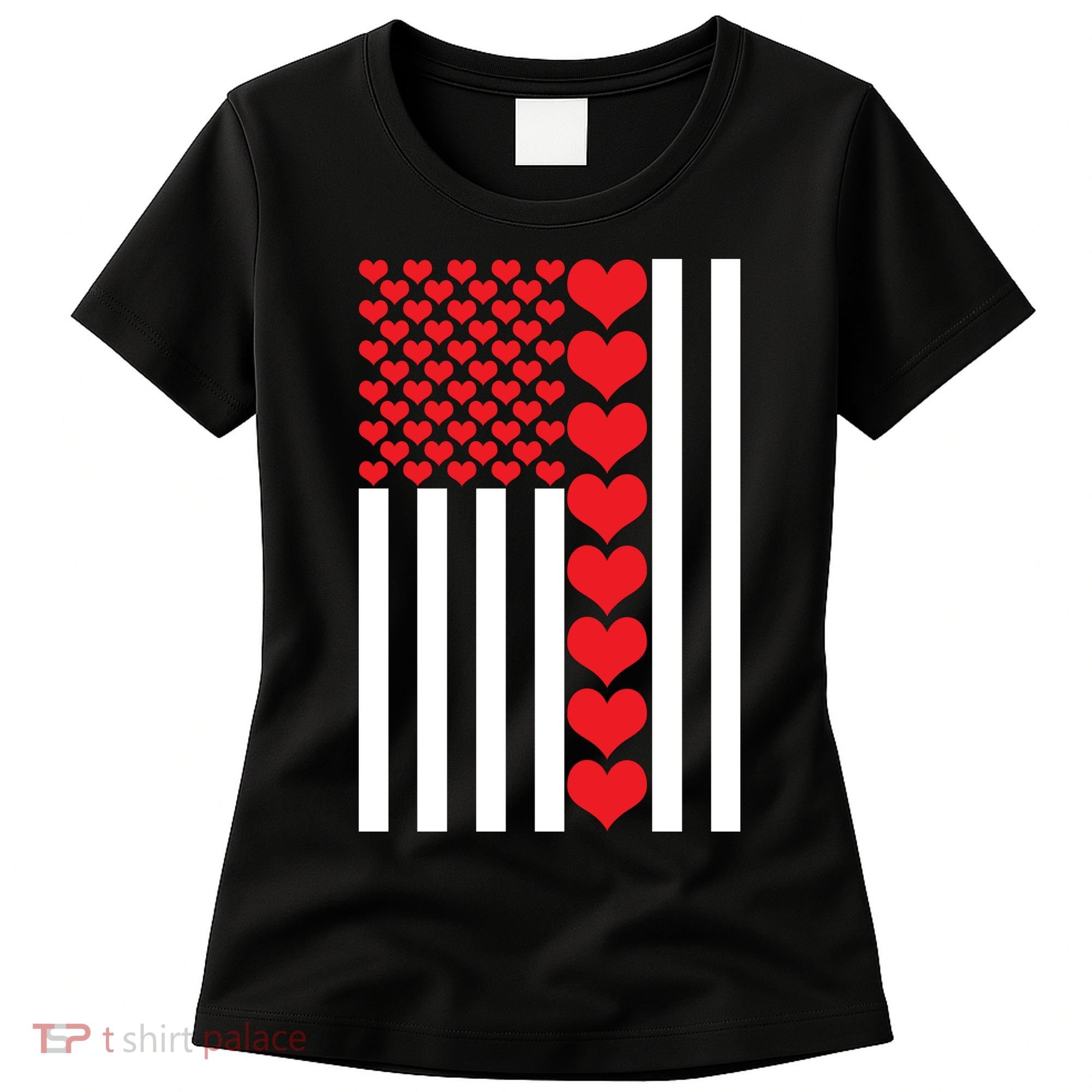 Valentines Day American Flag Women's T-Shirt