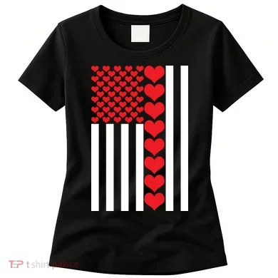 Valentines Day American Flag Women's T-Shirt