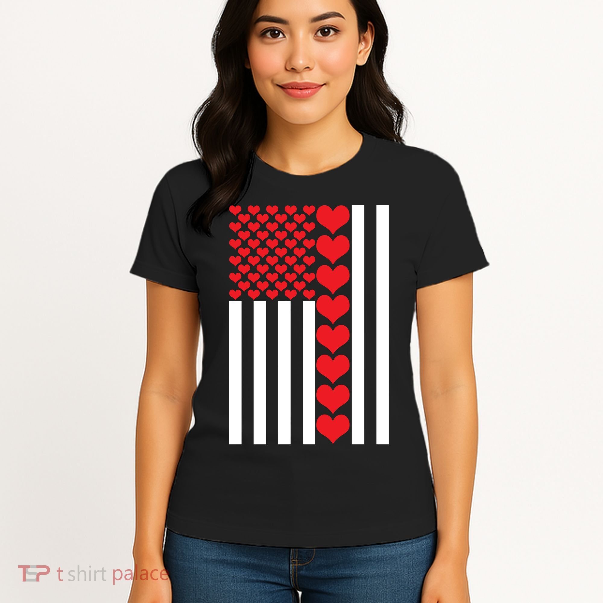 Valentines Day American Flag Women's T-Shirt