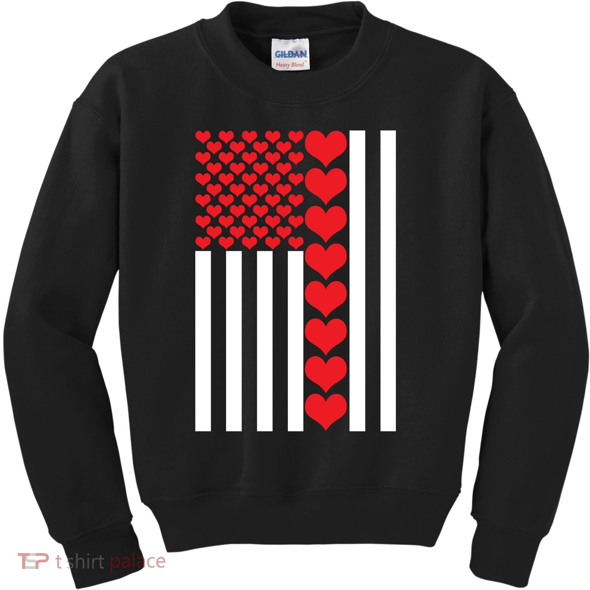 Valentines Day American Flag Kids Sweatshirt
