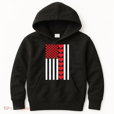 Valentines Day American Flag Kids Hoodie