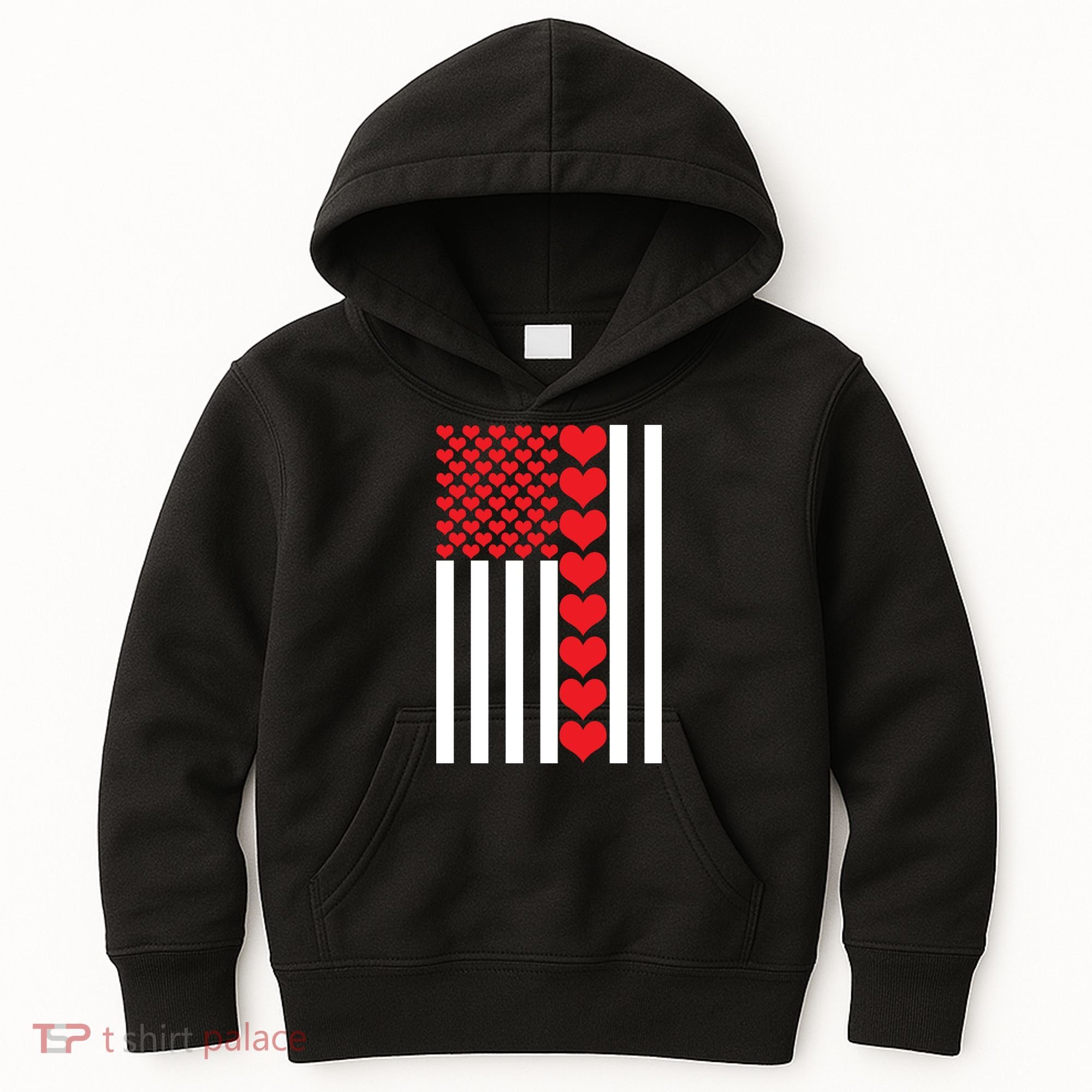 Valentines Day American Flag Kids Hoodie