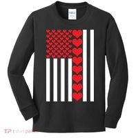 Valentines Day American Flag Kids Long Sleeve Shirt thumb 0