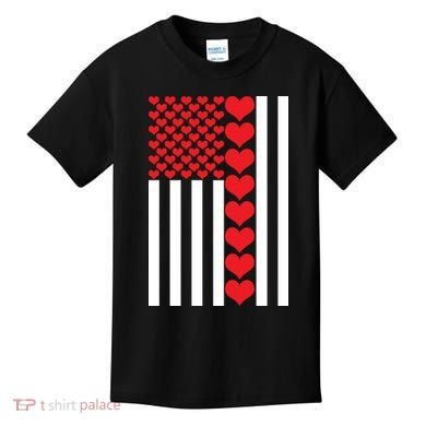 Valentines Day American Flag Kids T-Shirt