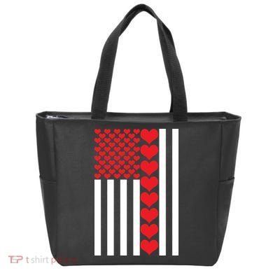 Valentines Day American Flag Tote Bag