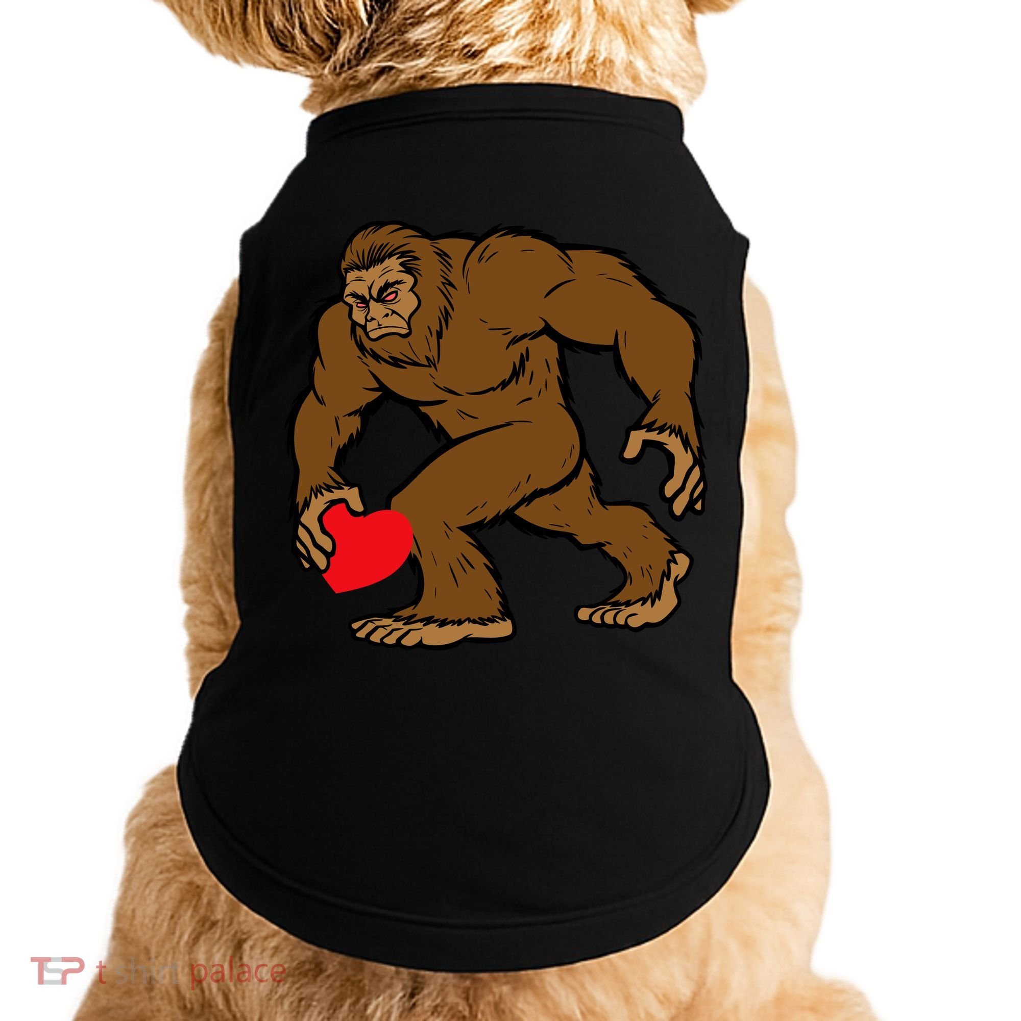 Valentines Day Bigfoot Heart Sasquatch Doggie Tank
