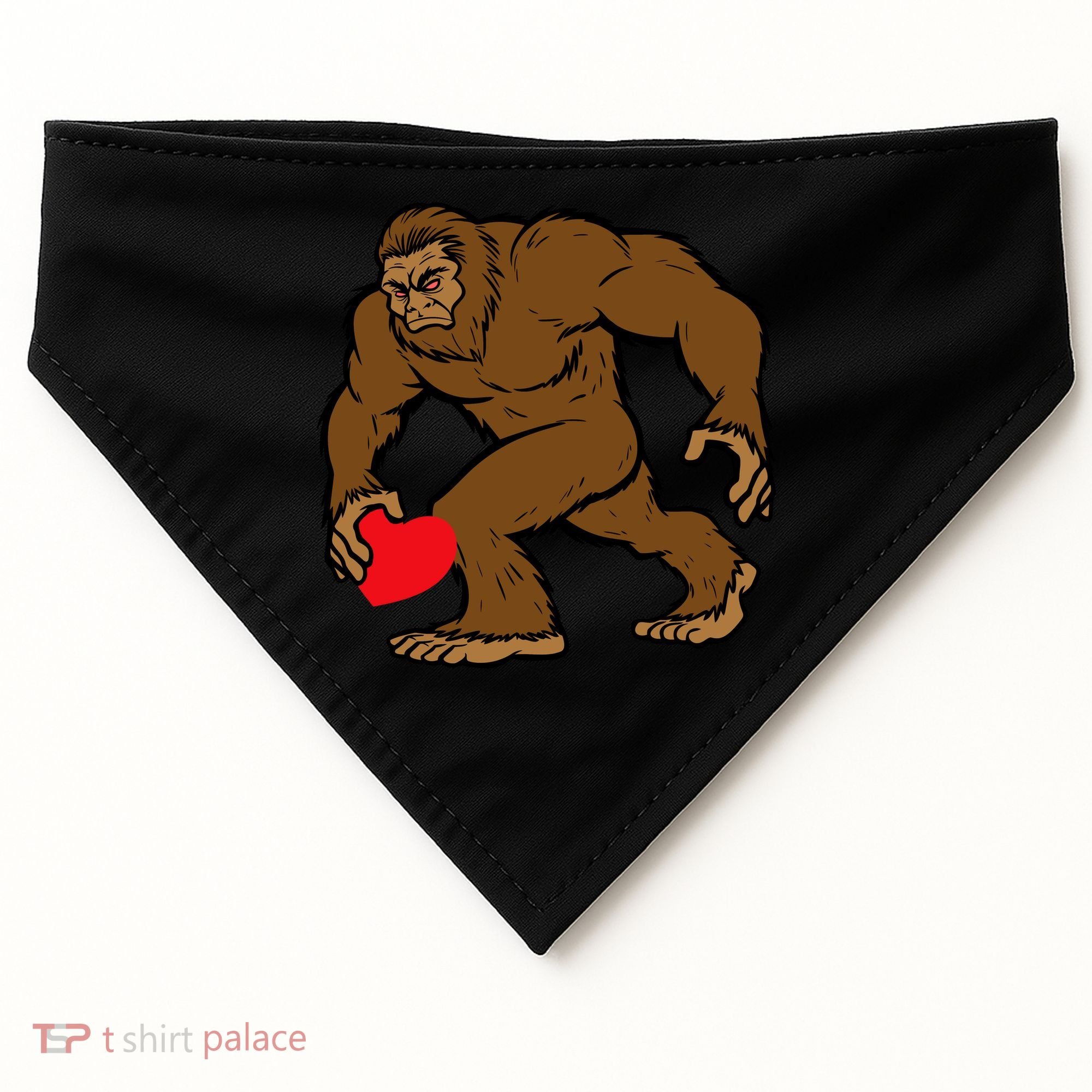 Valentines Day Bigfoot Heart Sasquatch USA-Made Doggie Bandana
