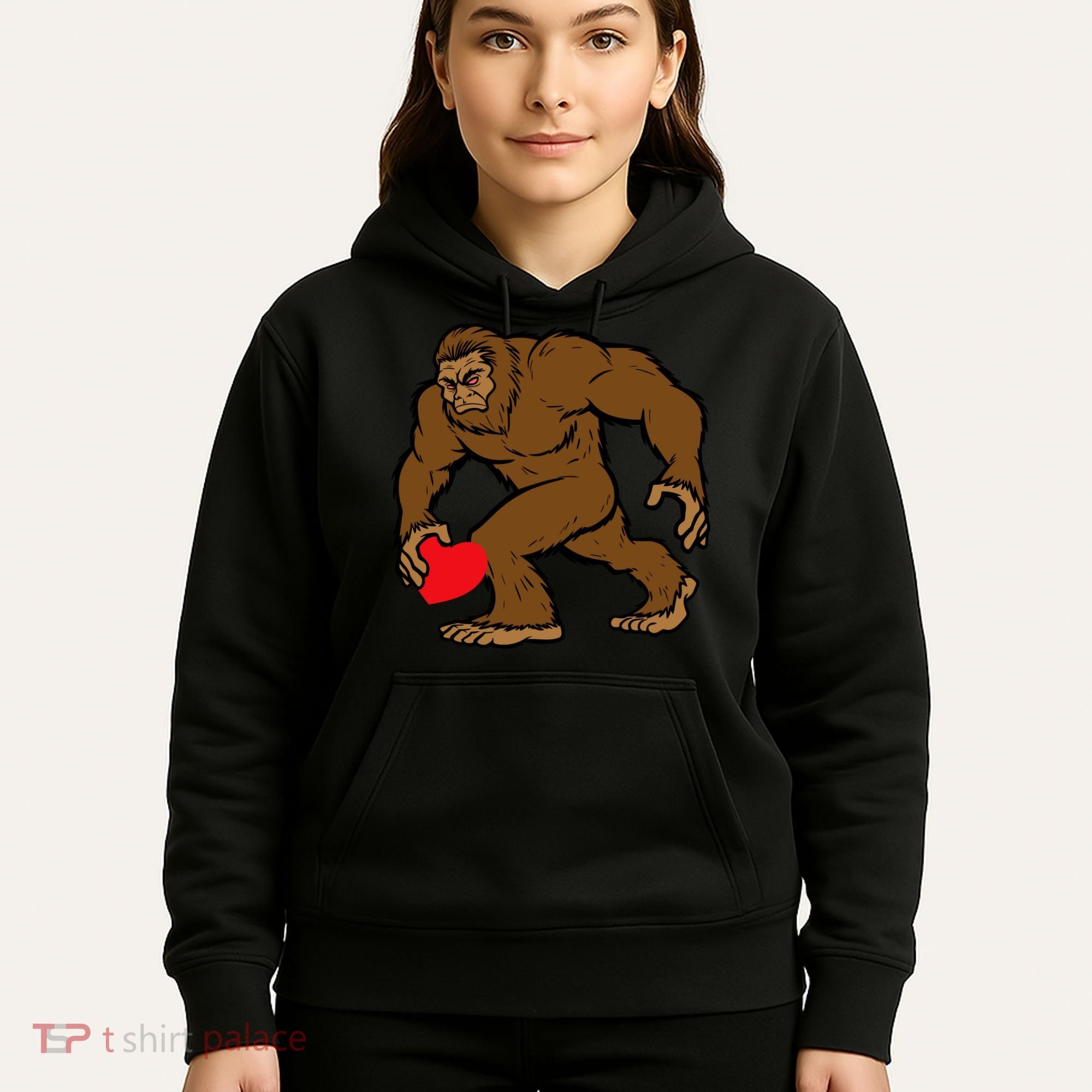 Valentines Day Bigfoot Heart Sasquatch Hoodie