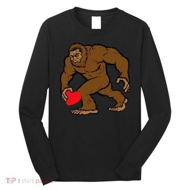 Valentines Day Bigfoot Heart Sasquatch Long Sleeve Shirt