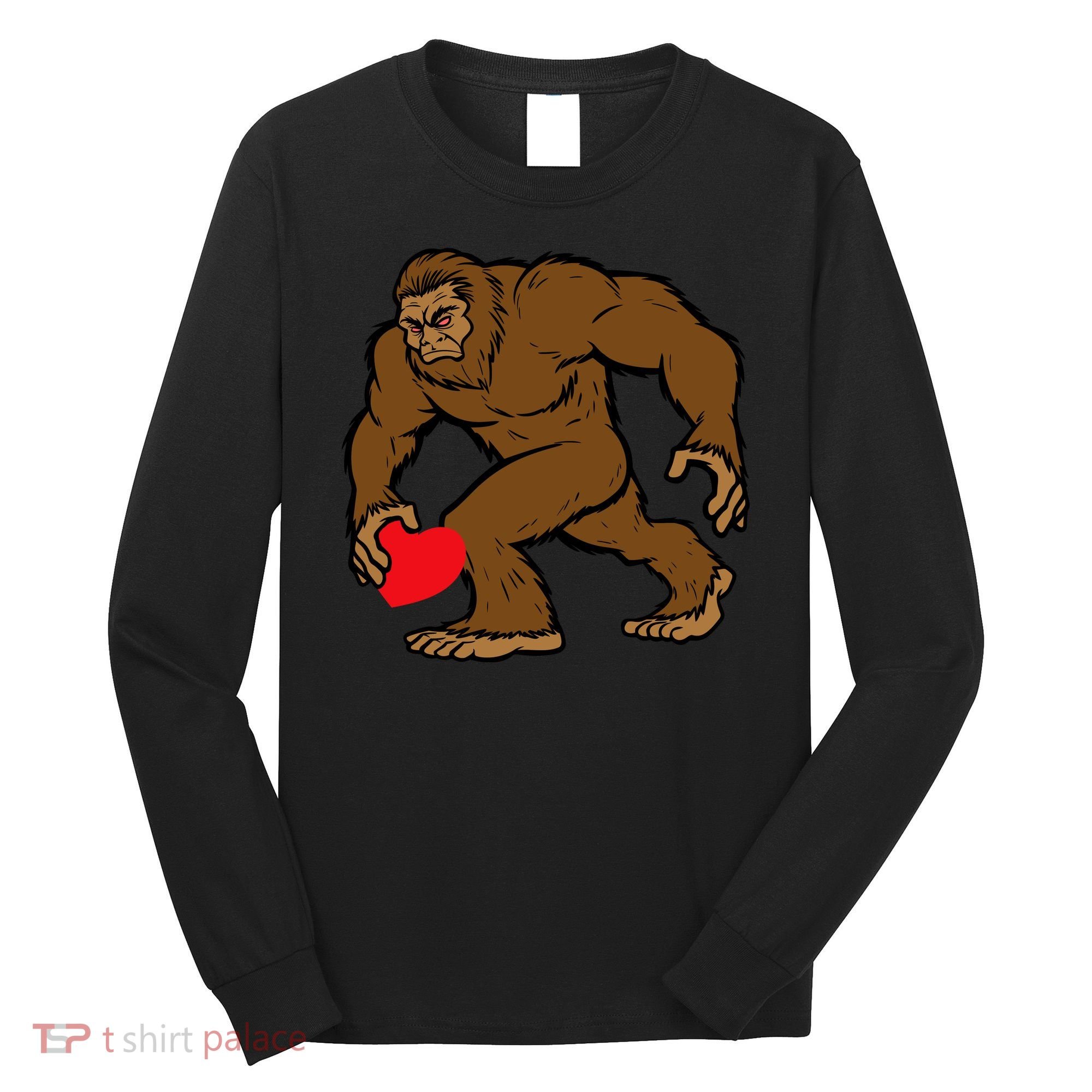 Valentines Day Bigfoot Heart Sasquatch Long Sleeve Shirt