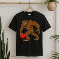 Valentines Day Bigfoot Heart Sasquatch T-Shirt thumb 2