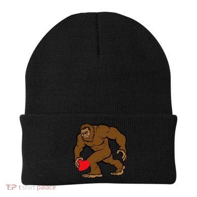 Valentines Day Bigfoot Heart Sasquatch Beanie