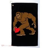 Valentines Day Bigfoot Heart Sasquatch Golf Towel thumb 0