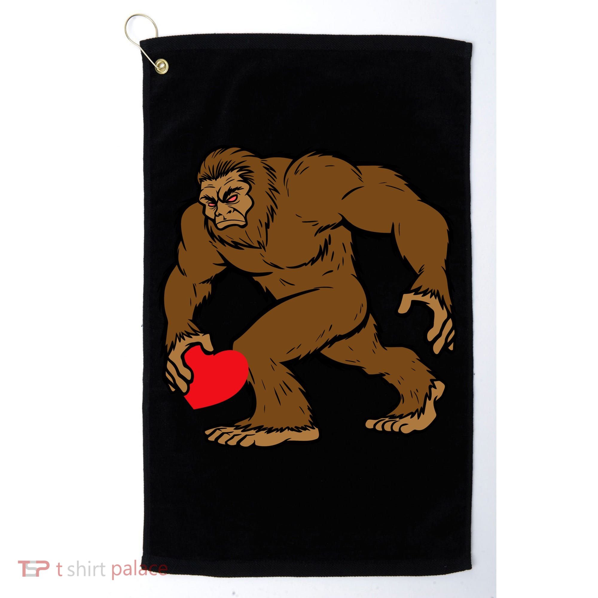 Valentines Day Bigfoot Heart Sasquatch Golf Towel