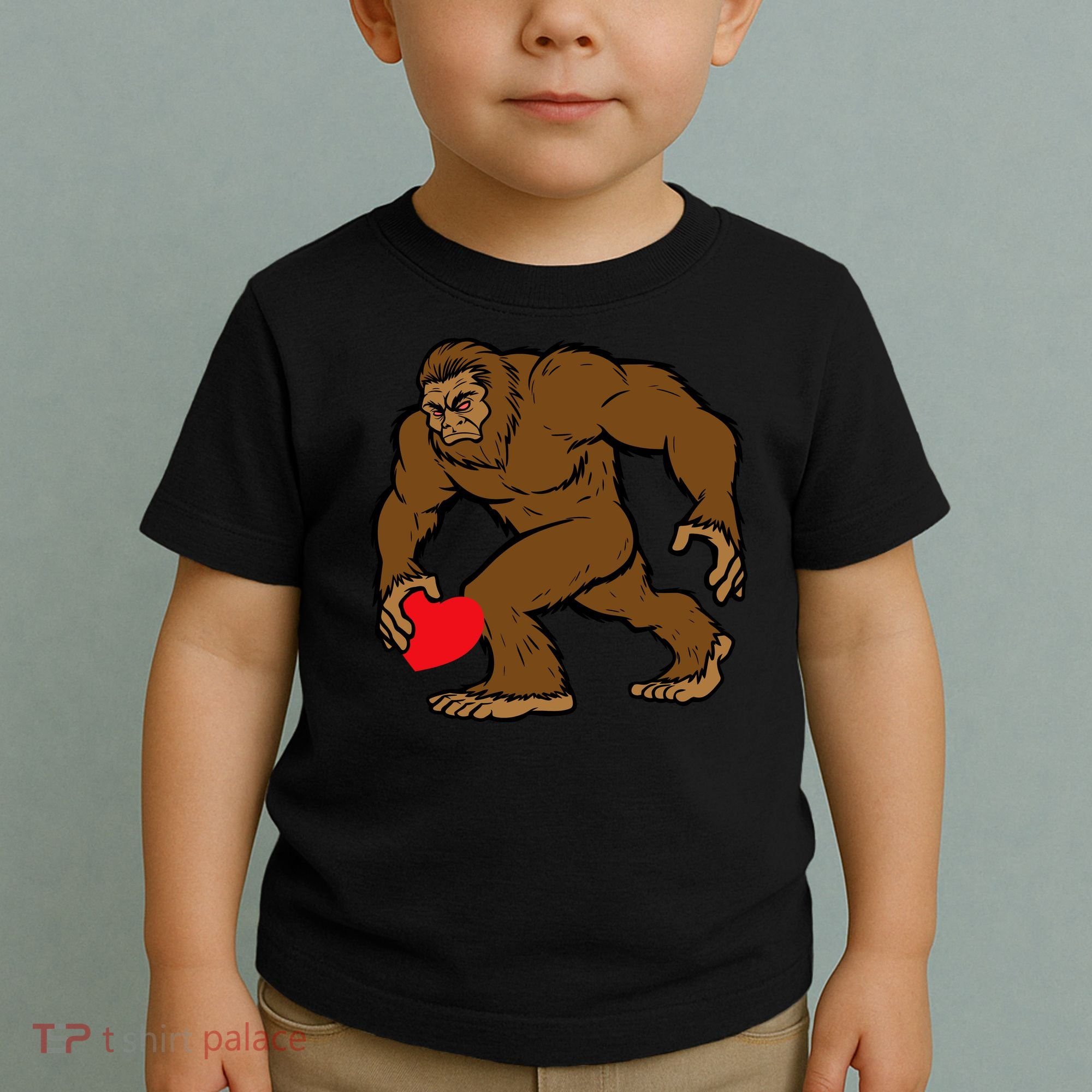 Valentines Day Bigfoot Heart Sasquatch Toddler T-Shirt