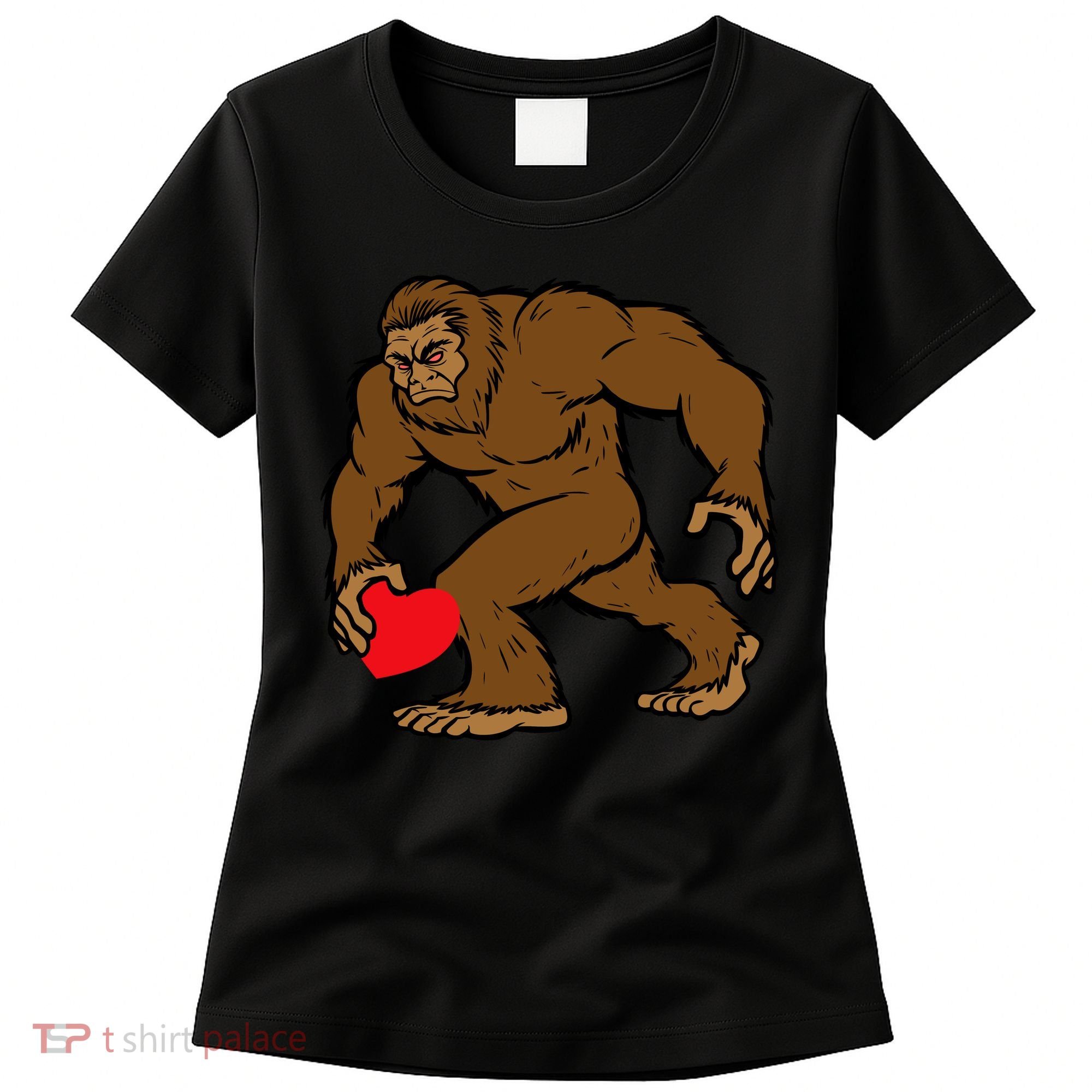 Valentines Day Bigfoot Heart Sasquatch Women's T-Shirt