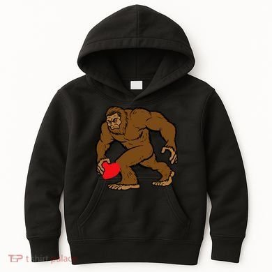 Valentines Day Bigfoot Heart Sasquatch Kids Hoodie