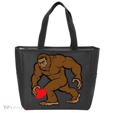 Valentines Day Bigfoot Heart Sasquatch Tote Bag