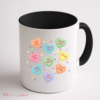 Valentine's Day Candy Hearts Coffee Mug back