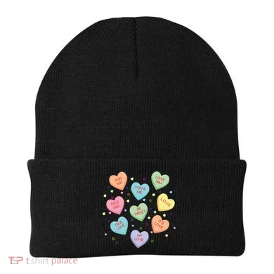 Valentine's Day Candy Hearts Beanie