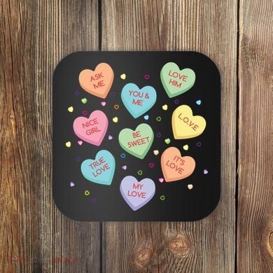Valentine's Day Candy Hearts Coaster