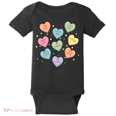 Valentine's Day Candy Hearts Baby Bodysuit
