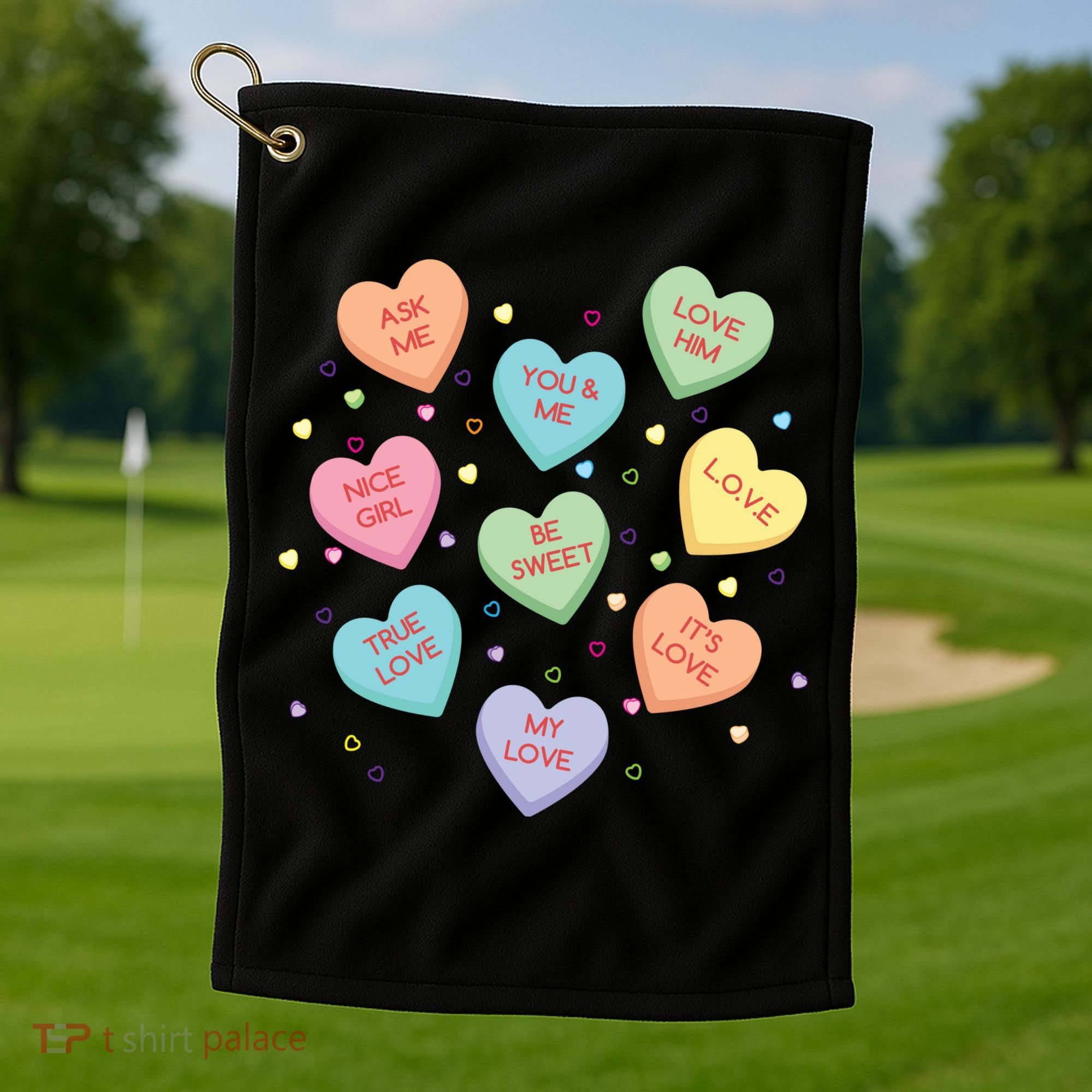 Valentine's Day Candy Hearts Golf Towel