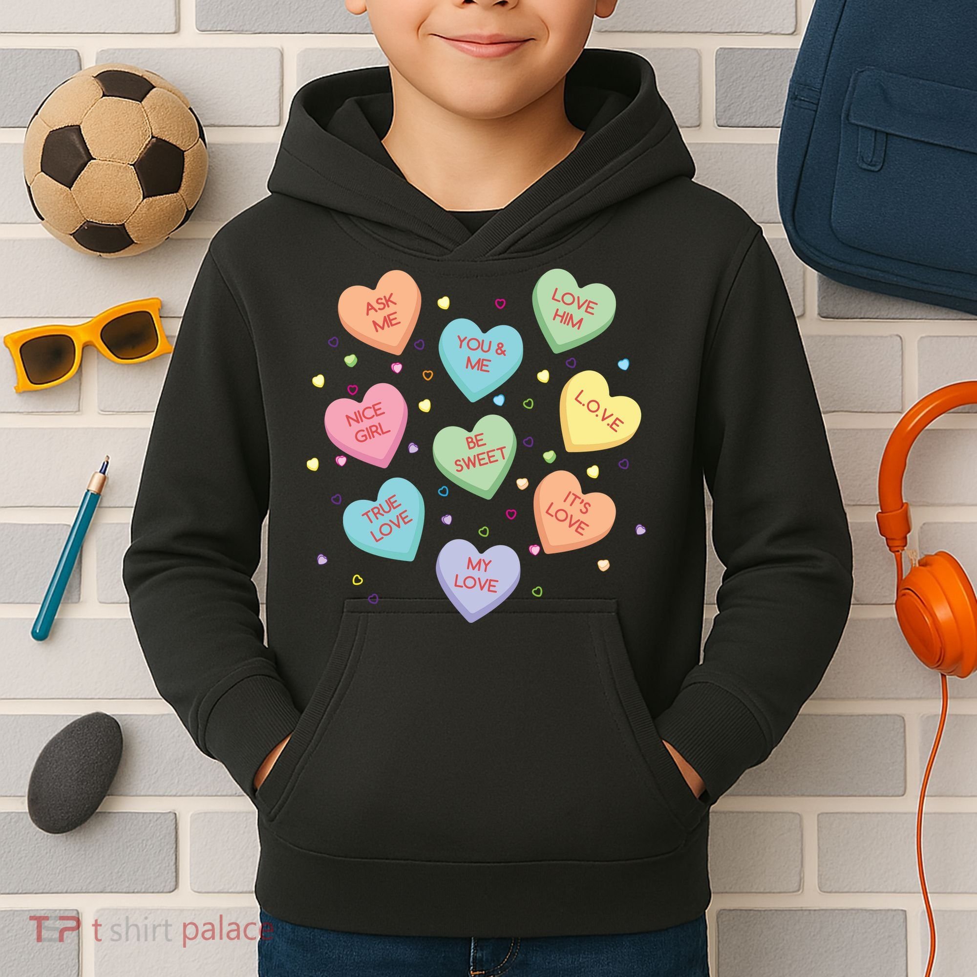 Valentine's Day Candy Hearts Kids Hoodie