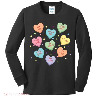 Valentine's Day Candy Hearts Kids Long Sleeve Shirt