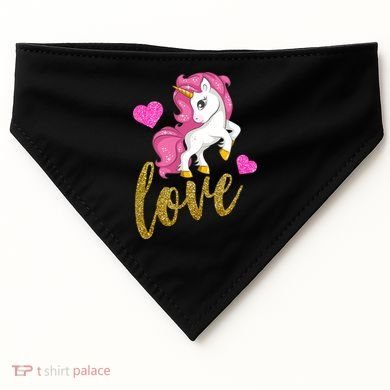 Valentines Day Cute Unicorn Love USA-Made Doggie Bandana