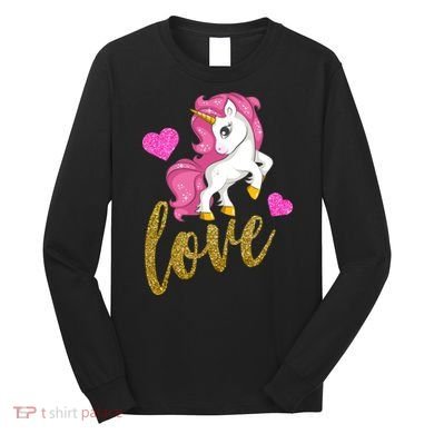 Valentines Day Cute Unicorn Love Long Sleeve Shirt